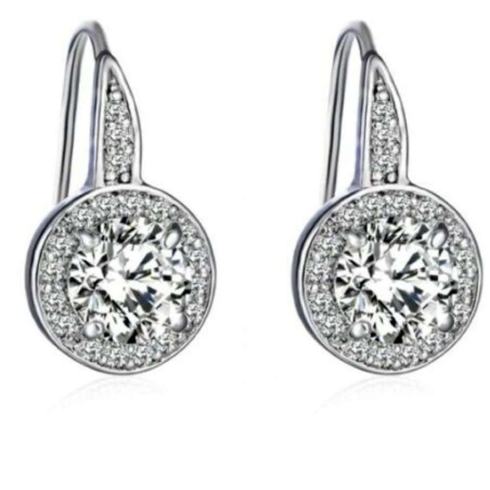Crystal Halo Earrings made with Swarovski elements - Sterling Silver overlay